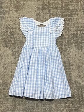 NWOT Girls Rare editions blue & white plaid dress. Size 6